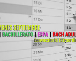 Calendario exámenes de Septiembre 2021